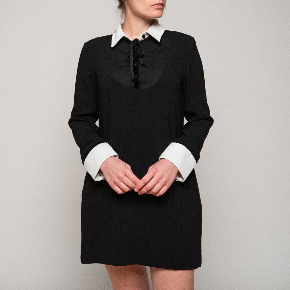 Zara black & white collared dress